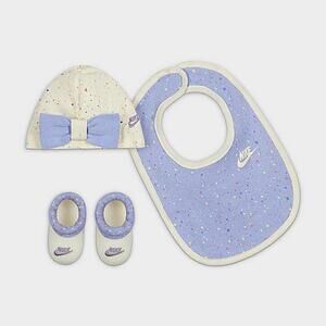Nike Kids Baby Girls Confetti Hat Bib Bootie Set (Infant) Cashmere 0-6 mos